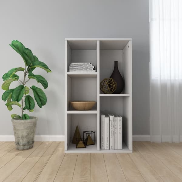 vidaXL Reol/skænk hvid højglans 50x25x80 cm spånplade