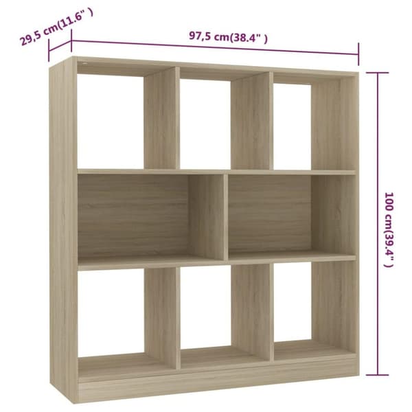 vidaXL Bokhylle sonoma eik 97,5x29,5x100 cm konstruert tre