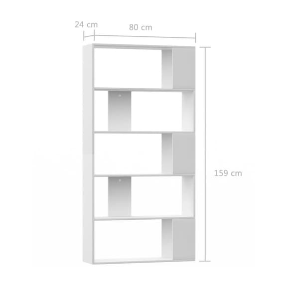 vidaXL Bokhylle/Romdeler hvit 80x24x159 cm sponplate