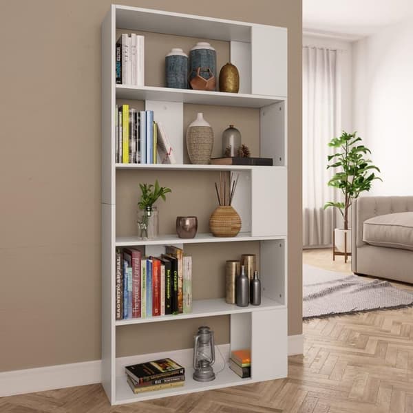 vidaXL Bokhylle/Romdeler hvit 80x24x159 cm sponplate