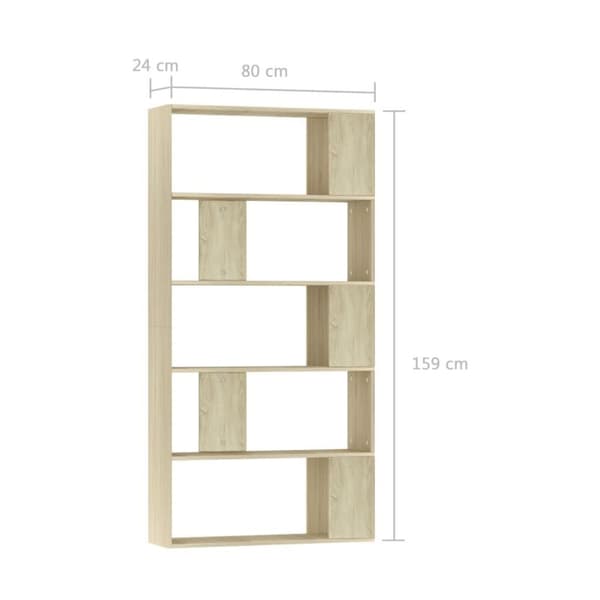 vidaXL Bokhylle/Romdeler sonoma eik 80x24x159 cm sponplate