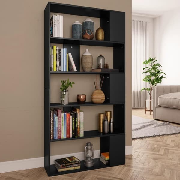 vidaXL Kirjahylly/tilanjakaja musta 80x24x159 cm lastulevy