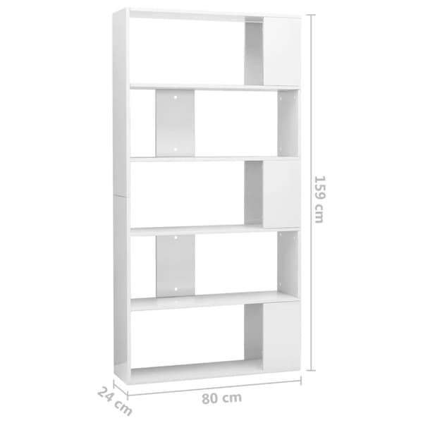 vidaXL Reol/rumdeler 80 x 24 x 159 cm spånplade hvid højglans