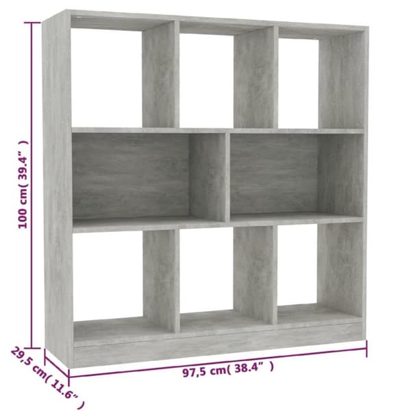 vidaXL bogreol 97,5x29,5x100 cm konstrueret træ betongrå