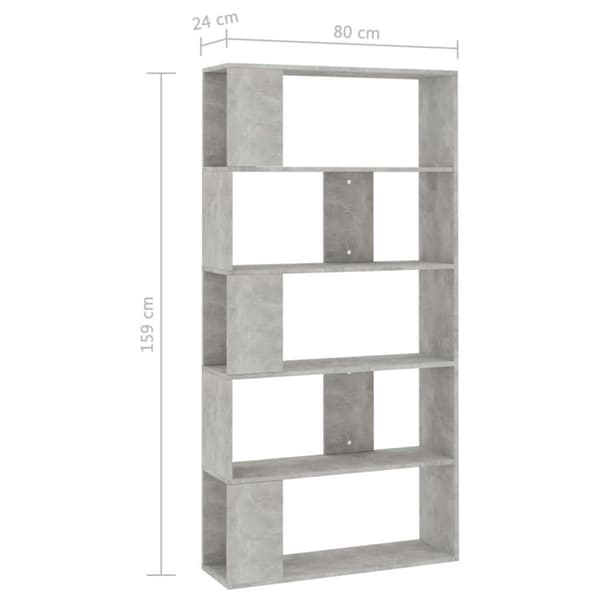 vidaXL Reol/rumdeler 80 x 24 x 159 cm spånplade betongrå