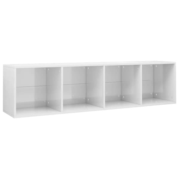 vidaXL Bokhylle/TV-benk høyglans hvit 36x30x143 cm sponplate