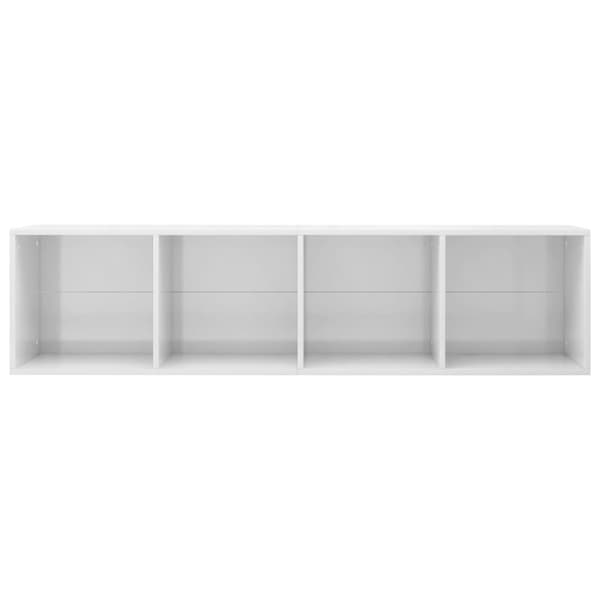 vidaXL Bokhylle/TV-benk høyglans hvit 36x30x143 cm sponplate