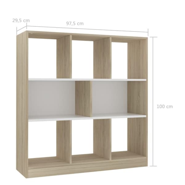 vidaXL Reol 97,5 x 29,5 x 100 cm spånplade hvid sonoma-egetræ