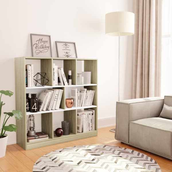 vidaXL Reol 97,5 x 29,5 x 100 cm spånplade hvid sonoma-egetræ