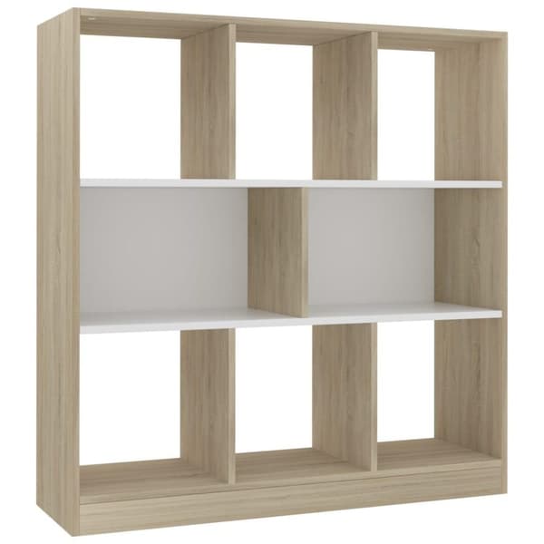 vidaXL Reol 97,5 x 29,5 x 100 cm spånplade hvid sonoma-egetræ
