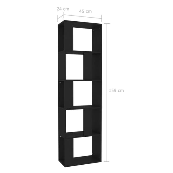 vidaXL Reol/rumdeler 45 x 24 x 159 cm spånplade sort