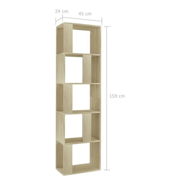 vidaXL Reol/rumdeler 45x24x159 cm spånplade sonoma-egetræsfarvet