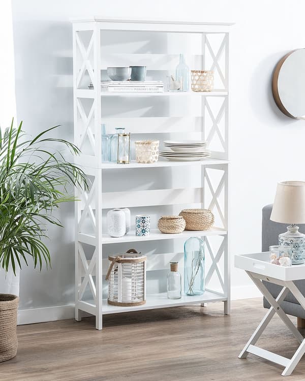 Reol Hvid Mat Træ 152 x 80 cm Bogreol med 5 Hylder Opbevaring til Stue Moderne stil Boghylde til Kontor Stue Soveværelse Opbevaringsreol Dekor