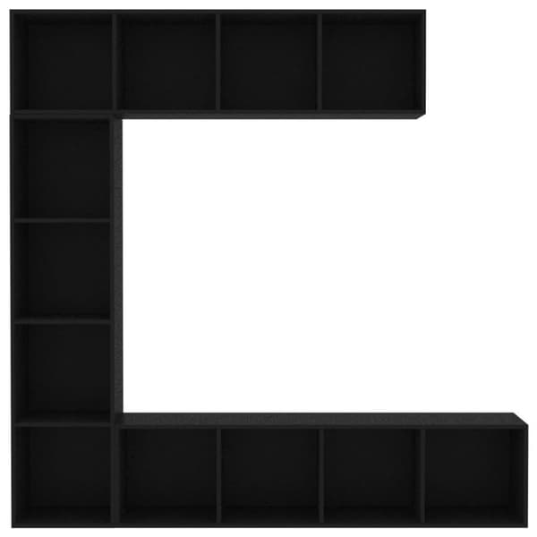 vidaXL Bokhylla/TV-bänk 3 delar set svart 180x30x180 cm