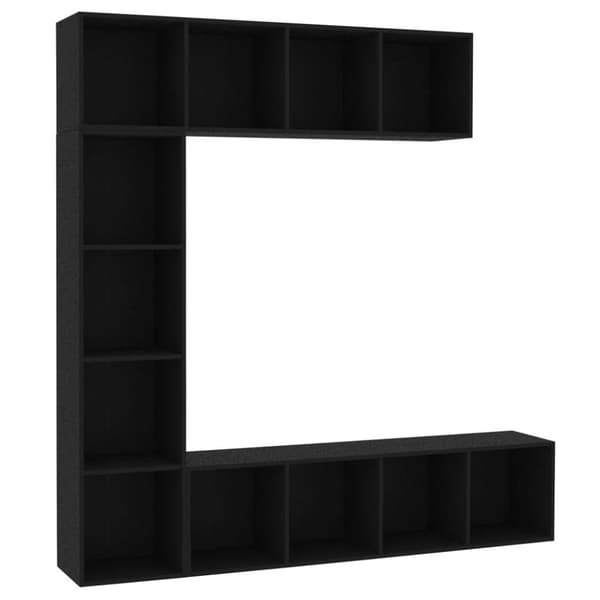 vidaXL Bokhylla/TV-bänk 3 delar set svart 180x30x180 cm
