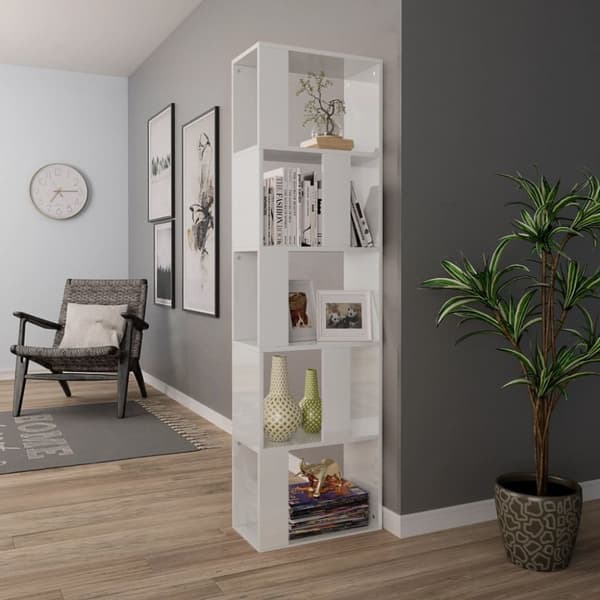 vidaXL Reol/rumdeler 45 x 24 x 159 cm spånplade hvid højglans