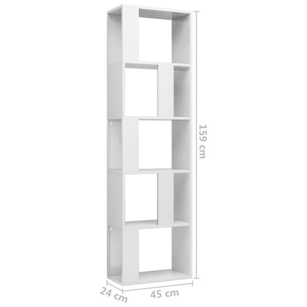 vidaXL Reol/rumdeler 45 x 24 x 159 cm spånplade hvid højglans