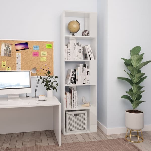vidaXL Reol/rumdeler 45 x 24 x 159 cm spånplade hvid højglans