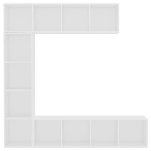 vidaXL bogreol/tv-møbel 3 dele 180x30x180 cm hvid
