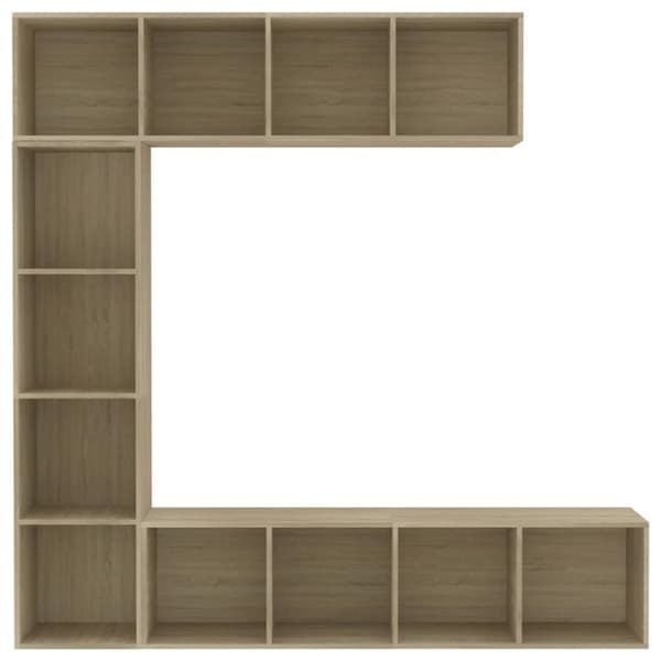 vidaXL bogreol/tv-møbel 3 dele 180x30x180 cm sonoma-eg
