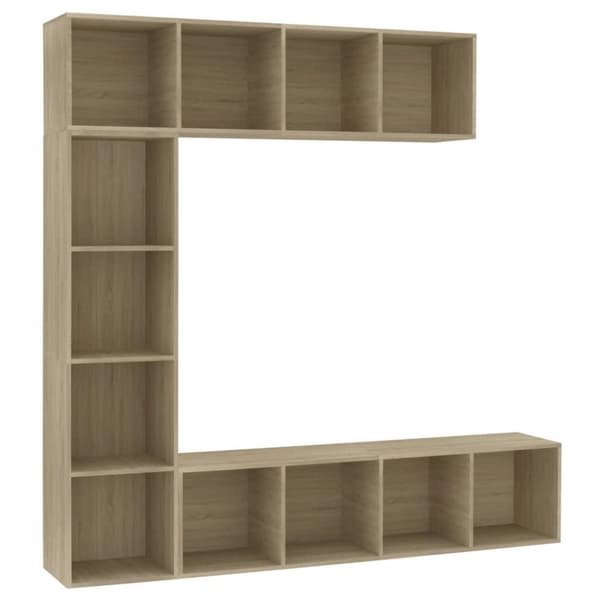 vidaXL bogreol/tv-møbel 3 dele 180x30x180 cm sonoma-eg