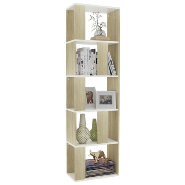 vidaXL Reol/rumdeler 45x24x159 cm spånplade hvid og sonoma-eg