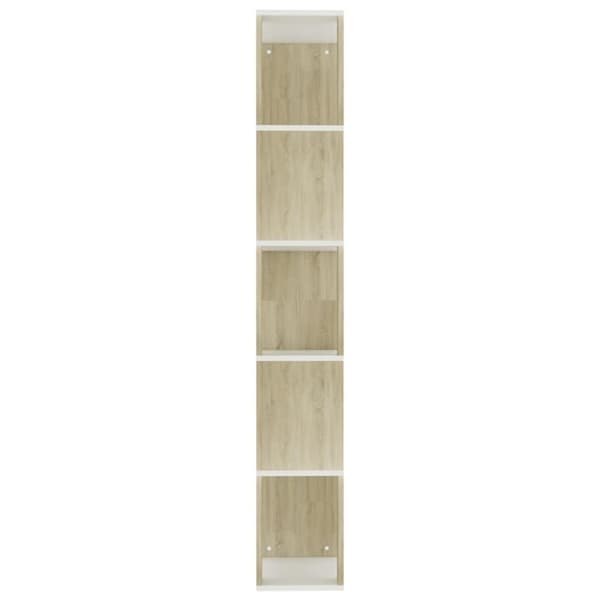 vidaXL Reol/rumdeler 45x24x159 cm spånplade hvid og sonoma-eg