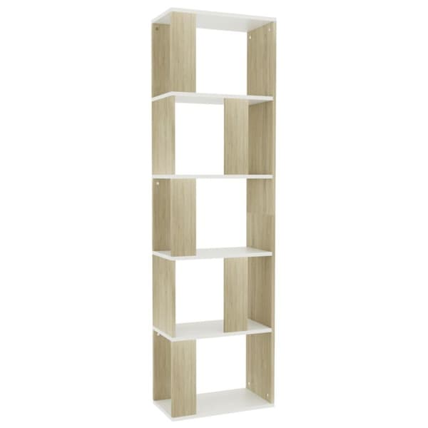 vidaXL Reol/rumdeler 45x24x159 cm spånplade hvid og sonoma-eg