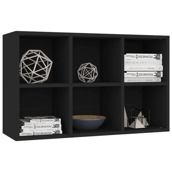 vidaXL bogreol/skænk 66x30x98 cm konstrueret træ sort