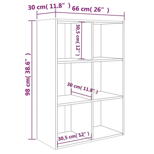 vidaXL bogreol/skænk 66x30x98 cm konstrueret træ sort