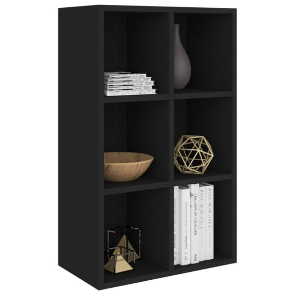 vidaXL bogreol/skænk 66x30x98 cm konstrueret træ sort