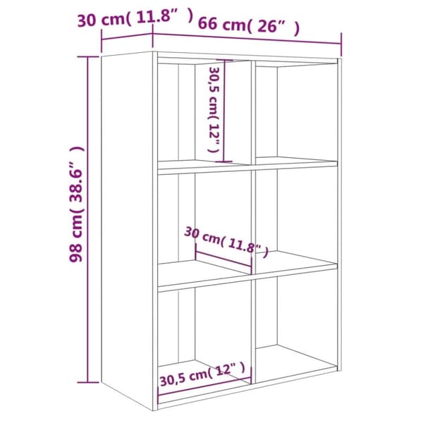 vidaXL bogreol/skænk 66x30x98 cm konstrueret træ hvid højglans
