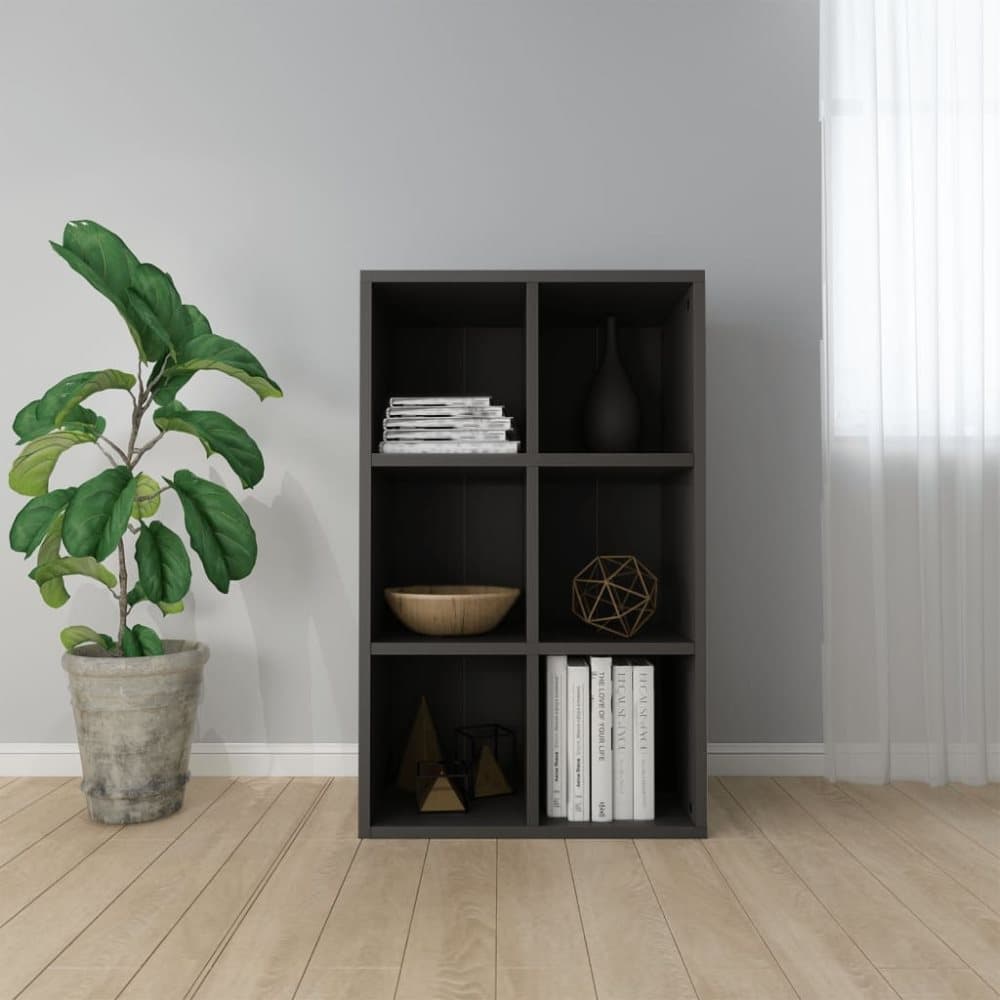 vidaXL Bokhylla/skänk grå 66x30x97,8 cm spånskiva