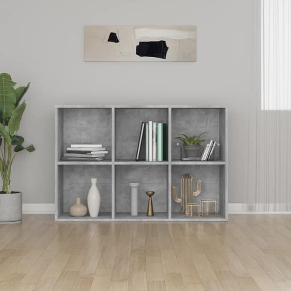 vidaXL Bokhylle/skjenk betonggrå 66x30x98 cm sponplate