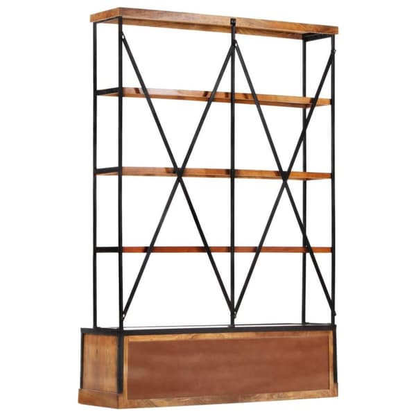vidaXL Bogreol/reol i 4 niveauer 6 skuffer 122x36x181 cm massivt mangotræ change