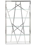 Miniatyrbillede 4 af 6: Bogreol Sølv Rustfrit Stål Hærdet Glas 175 x 100 x 30 cm Dekorativ Reol Hylder Opbevaring Stue Tilbehør Glamourøs Minimalistisk