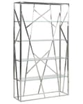 Miniatyrbillede 1 af 6: Bogreol Sølv Rustfrit Stål Hærdet Glas 175 x 100 x 30 cm Dekorativ Reol Hylder Opbevaring Stue Tilbehør Glamourøs Minimalistisk