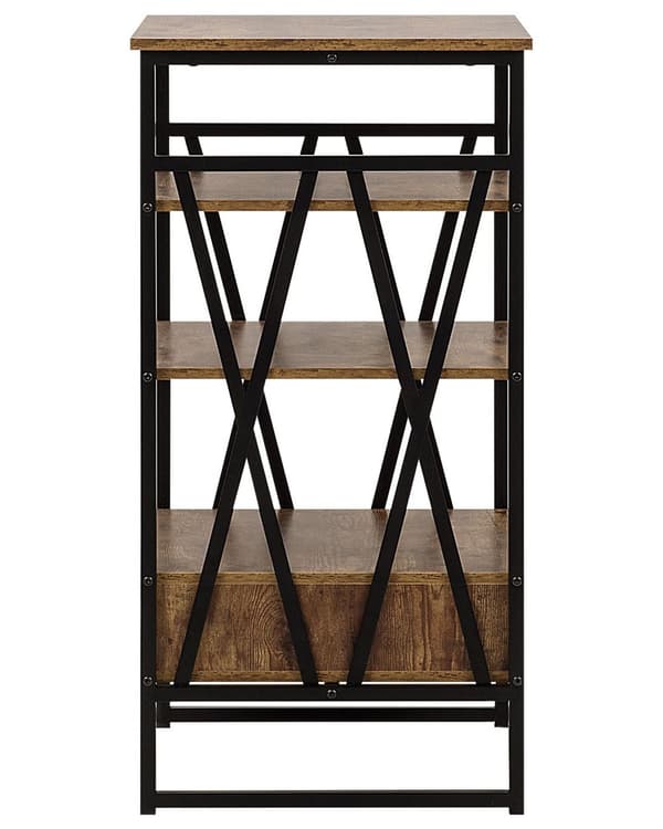 Reol Mørkt Træ Sort Metal Stel 101 x 56 cm Lav Bogreol med Skuffe Hylde Opbevaring Industriel stil til Kontor Stue Indendørs Tilbehør