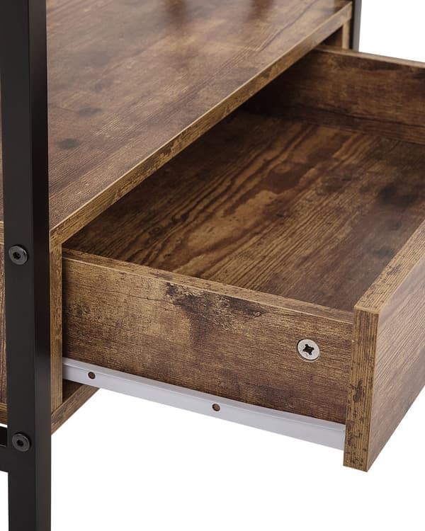 Reol Mørkt Træ Sort Metal Stel 101 x 56 cm Lav Bogreol med Skuffe Hylde Opbevaring Industriel stil til Kontor Stue Indendørs Tilbehør
