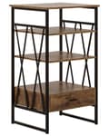 Miniatyrbillede 1 af 11: Reol Mørkt Træ Sort Metal Stel 101 x 56 cm Lav Bogreol med Skuffe Hylde Opbevaring Industriel stil til Kontor Stue Indendørs Tilbehør