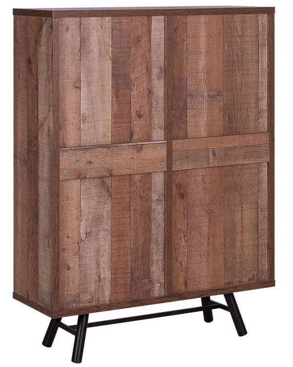 Kirjahylly vaalea puu lastulevy metallijalat 97 x 36 x 131 cm laatikoilla kaapilla neljä hyllyä moderni