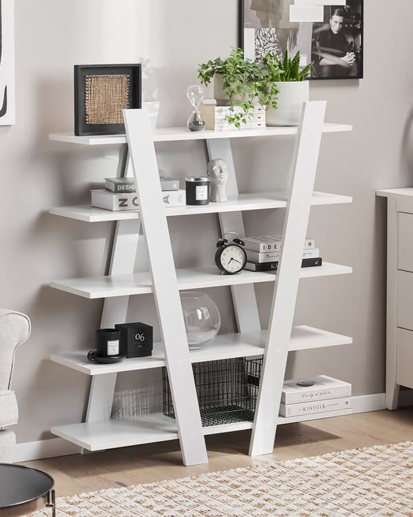 Reol Hvid Træ 100 x 30 x 116 cm Fritstående Bogreol med Hylder Opbevaring til Køkkenet Stuen Skandinavisk Design Køkkenreol Indretning