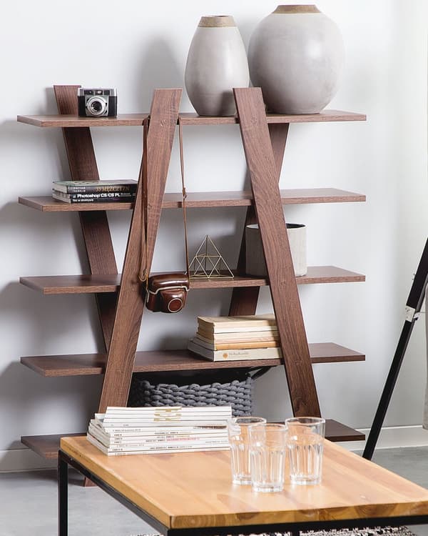 Reol Mørkt Træ 100 x 30 x 116 cm Fritstående Bogreol med Hylder Opbevaring til Køkkenet Stuen Skandinavisk Design Køkkenreol Indretning