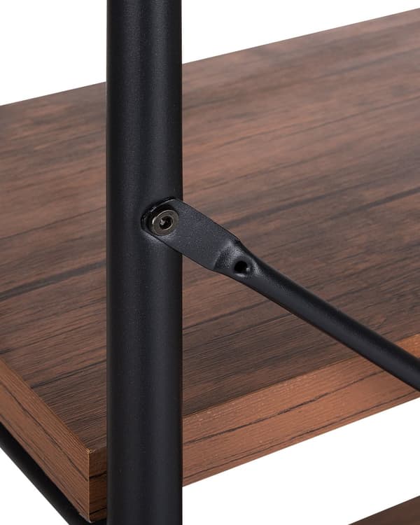 Kirjahylly tumma puu MDF-levy musta teräs 80 x 37 x 122 cm kolmella hyllyllä industriaalinen tyyli