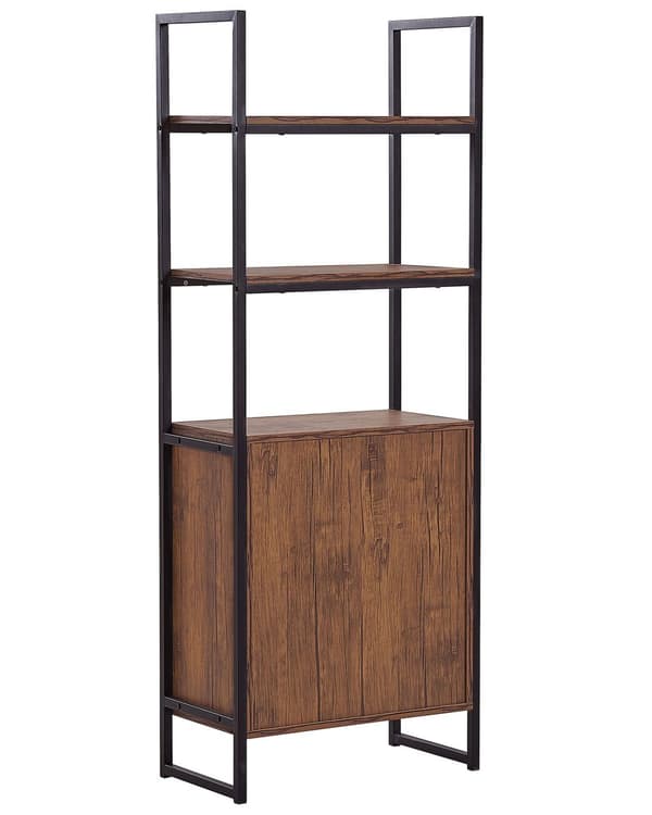 Bokhylla med Lådor Mörk trä Svart Ram 158 x 61 cm Industriell