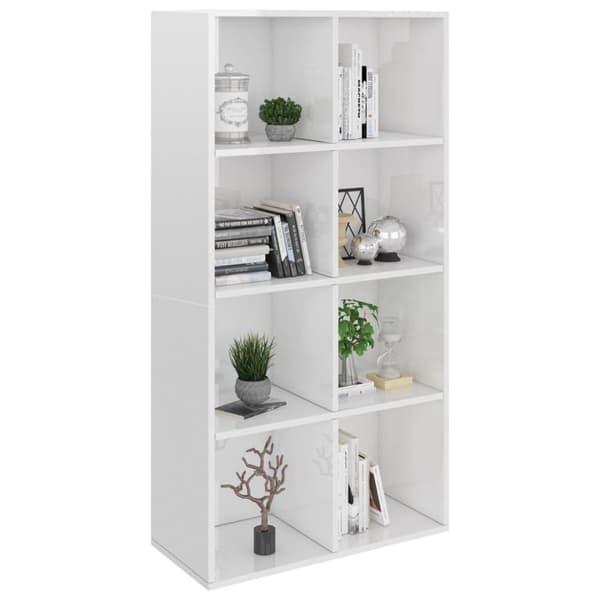 vidaXL Reol/skænk hvid højglans 66 x 30 x 130 cm spånplade