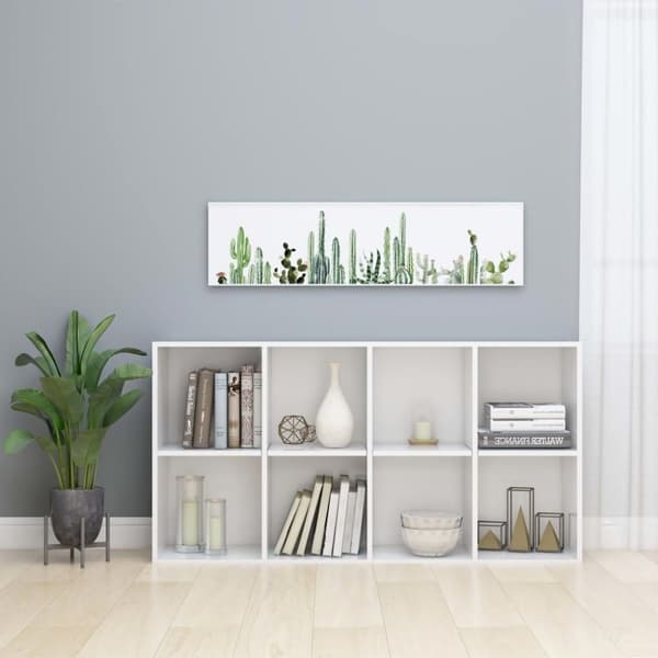 vidaXL Reol/skænk hvid højglans 66 x 30 x 130 cm spånplade
