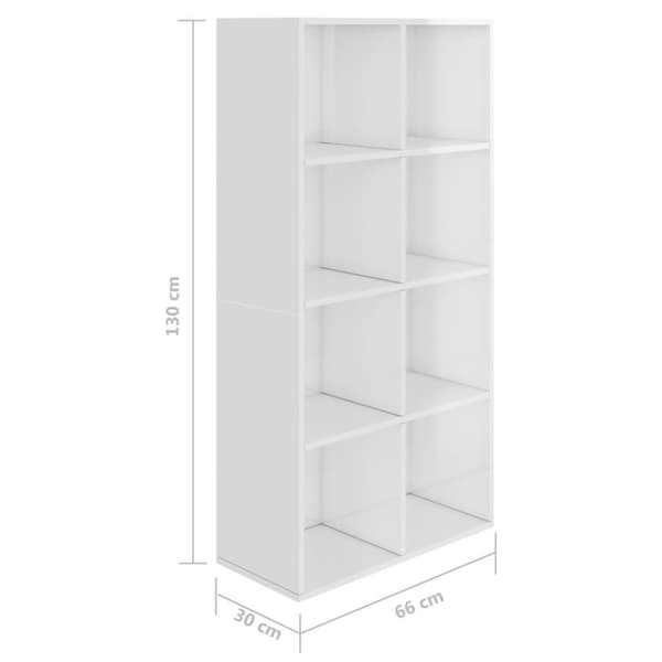 vidaXL Reol/skænk hvid højglans 66 x 30 x 130 cm spånplade