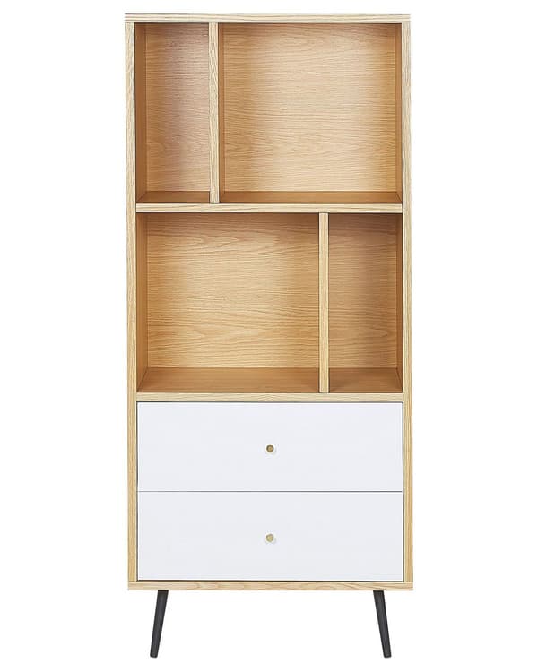Bogreol Lyst Træ Hvid MDF 139 x 60 x 40 cm Reol med Opbevaring Skuffer Hylder Moderne Opbevaringsreoler til Stue med Soft Close Mekanisme