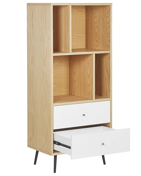 Bogreol Lyst Træ Hvid MDF 139 x 60 x 40 cm Reol med Opbevaring Skuffer Hylder Moderne Opbevaringsreoler til Stue med Soft Close Mekanisme